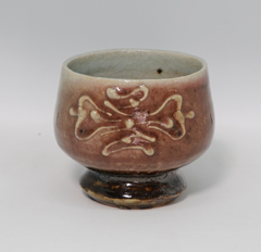 河井 寛次郎(かわい かんじろう) 「辰砂茶碗 筒描紋」 (島根県安来市